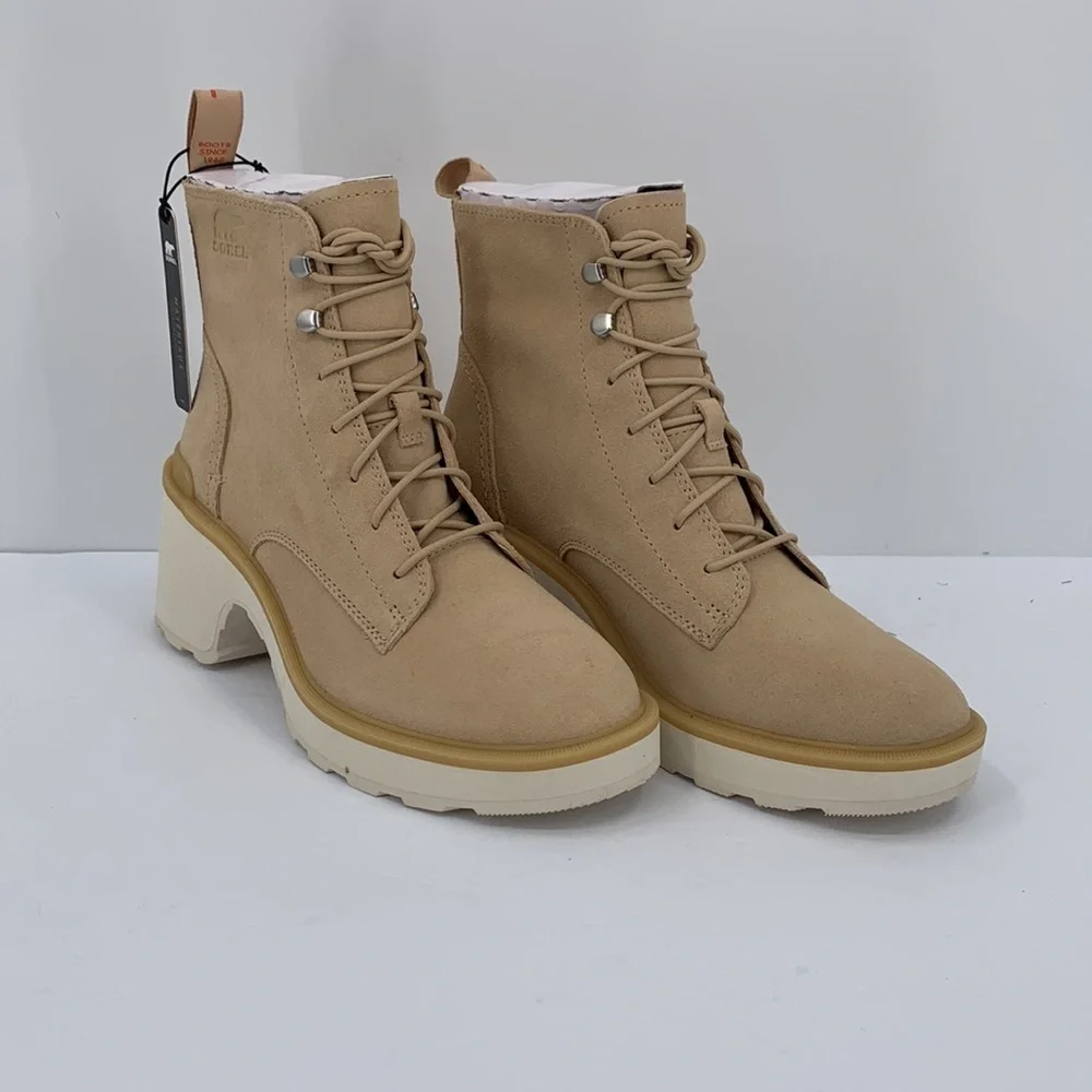 Sorel Hi-line lug boots suede leather waterproof chunky platform shoe tan new 10